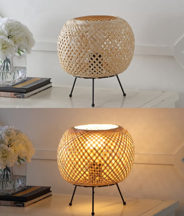 Palma 10.75" Bohemian Rustic Iron/Rattan LED Mini Table Lamp with Smart Bulb - JONATHAN Y